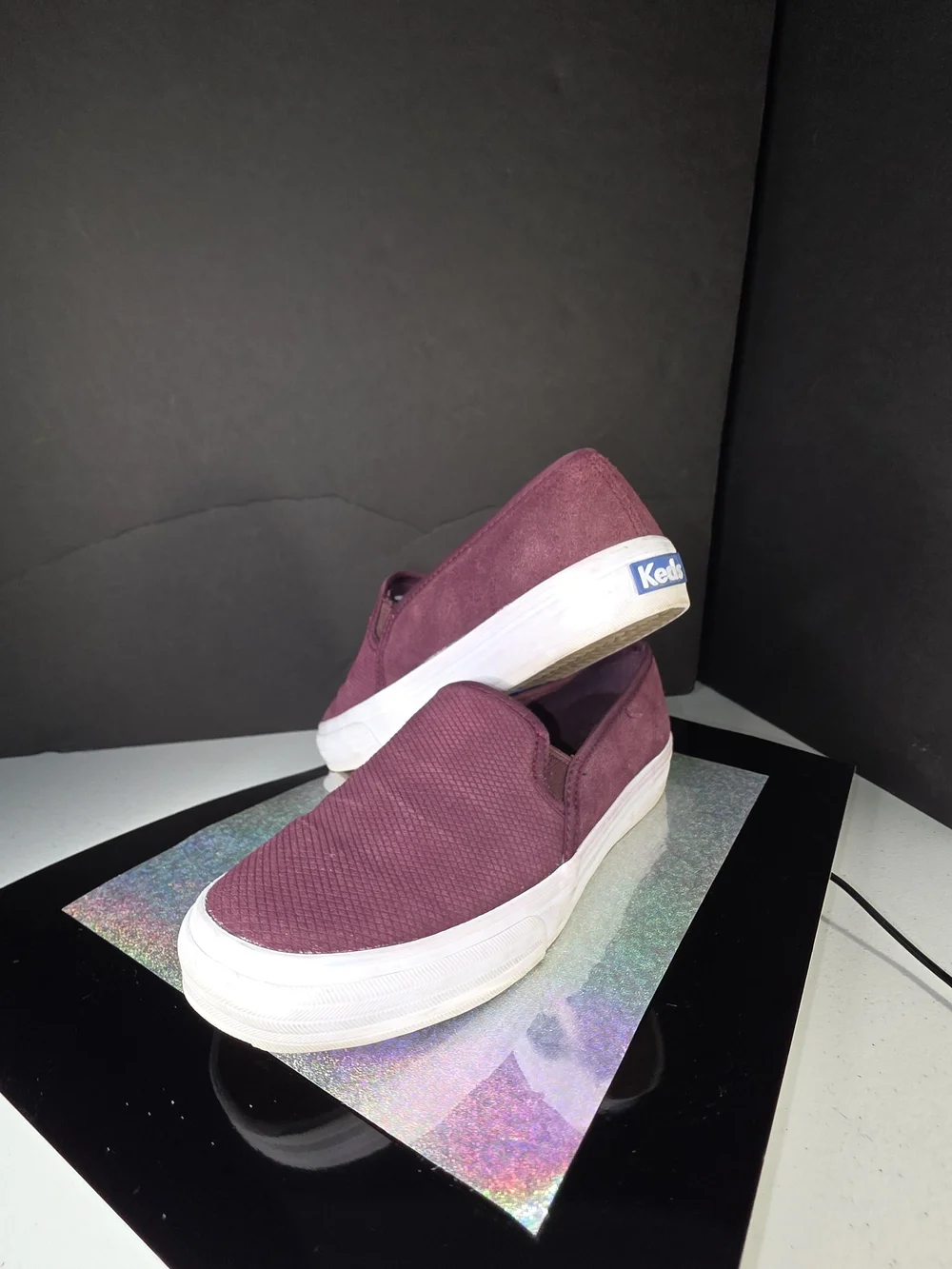 Keds Double Decker Perf Suede Slip-On Platform Sneakers Plum/ Burgandy 6.5 US